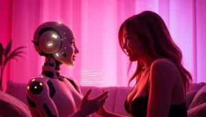 Engaging NSFW AI character interaction scene highlighting emotional connection.