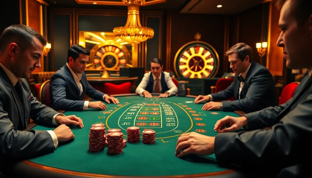 Experience the thrill at https://88vv.jpn.com/ with players strategically engaged at a luxurious blackjack table.