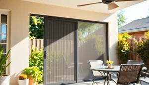 Fly screen for patio doors enhancing outdoor visibility and summer vibes.